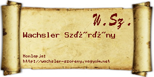 Wachsler Szörény névjegykártya